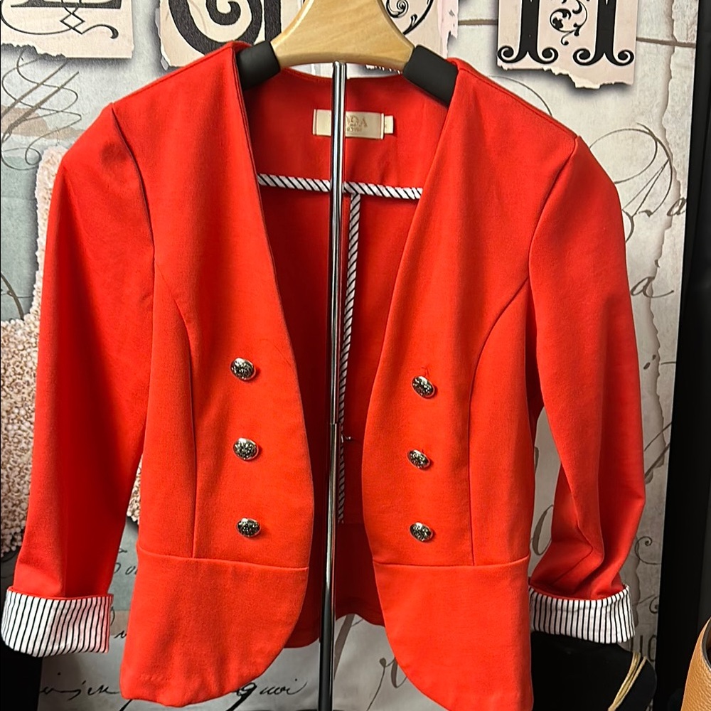 Moda Red Double-Breasted Blazer